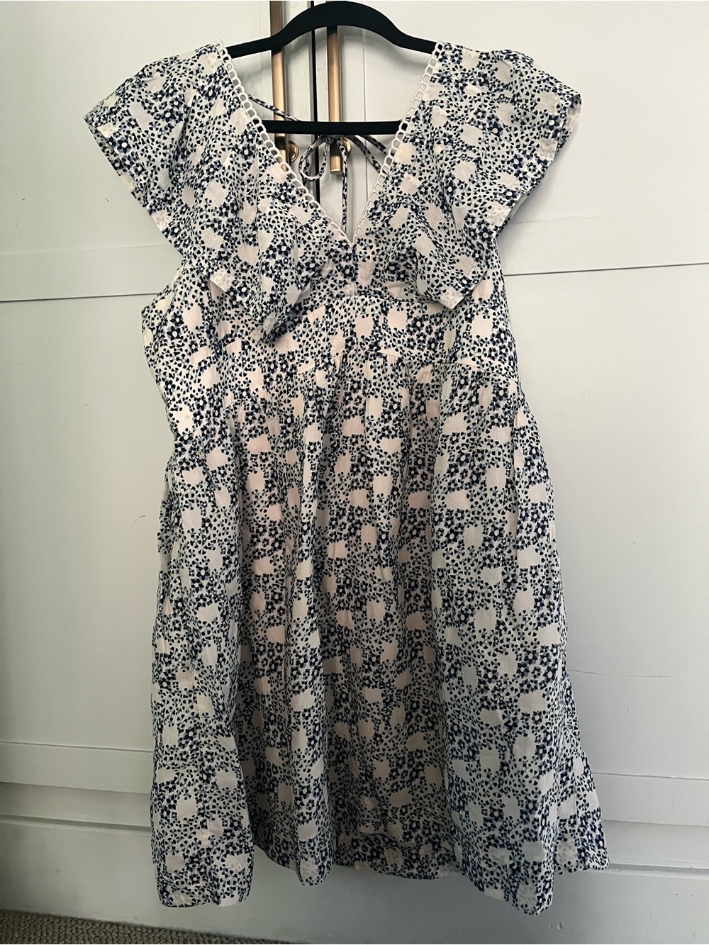 Anthropologie Navy and Cream Floral Sundress